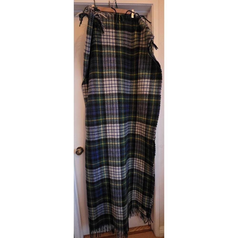 Connemara Ireland Wool Throw Blanket Plaid Multicolor 65in Vintage